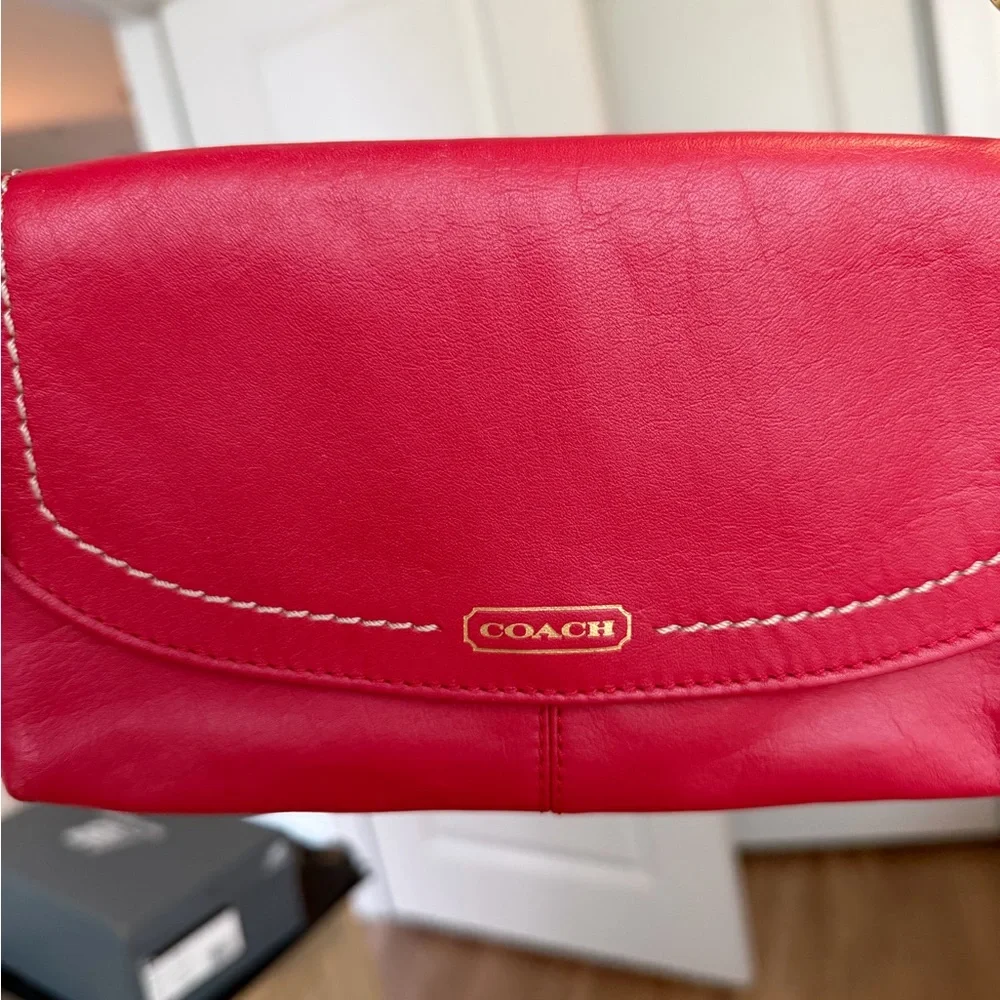 Vintage COACH Campbell Clutch Mini Purse Red Leather F50183